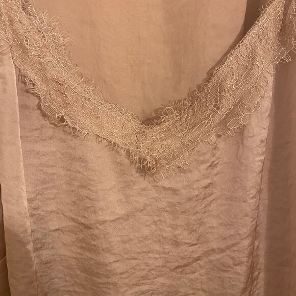 Nine‎ West Satin Lace Cami Pink Champagne Blush Adjustable Spaghetti Straps 4X - Picture 5 of 9